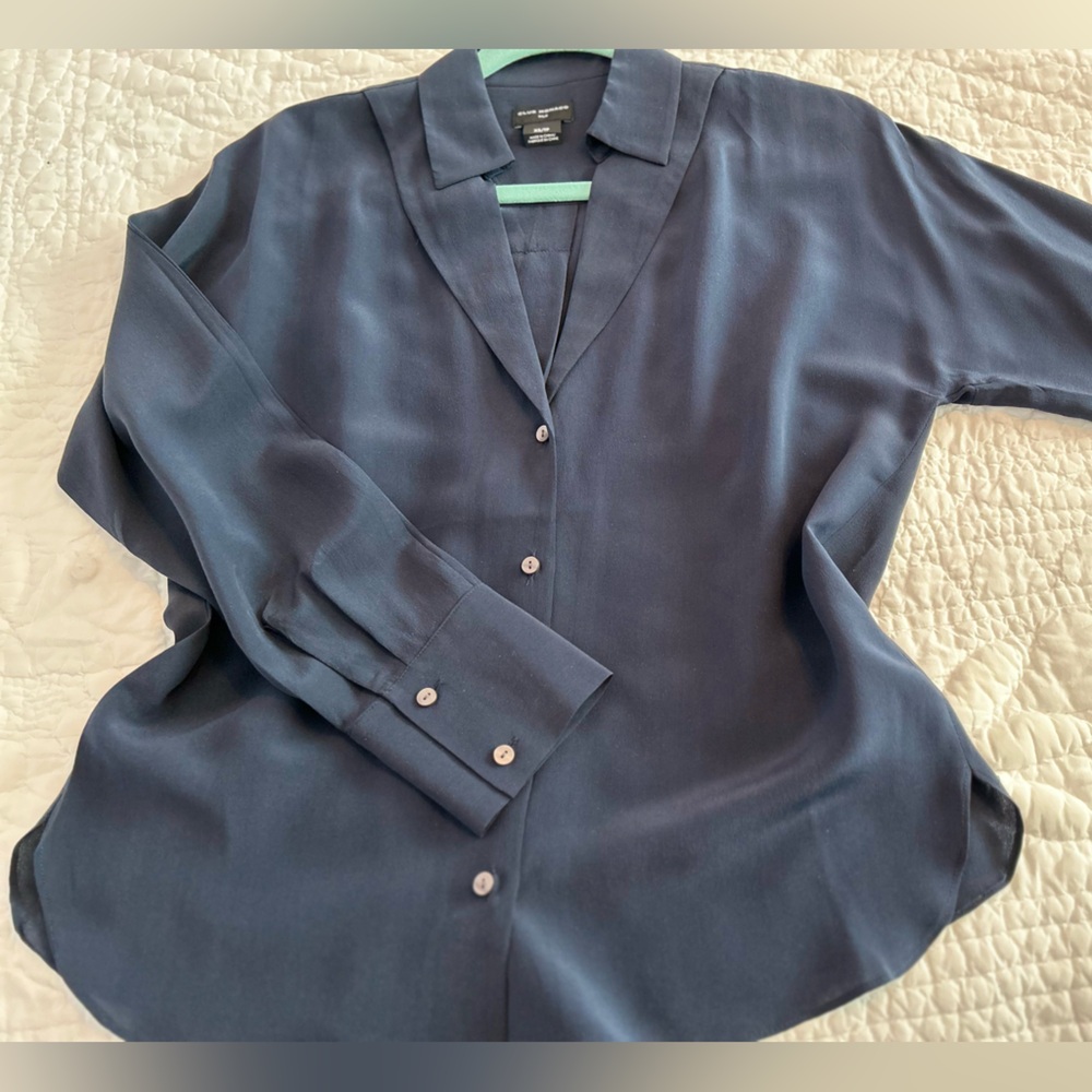 MIDNIGHT BLUE SILK BLOUSE nwot